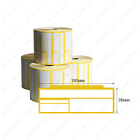 Ценники желтые (1840 шт в руллоне, 27шт в коробке, размер 38мм*100мм)